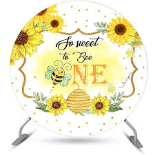 So Sweet To Bee One Honeycomb Round Birthday Backdrop