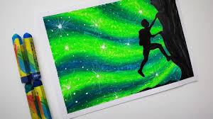 Try to draw softer looking cartoon or whimsical characters that would soothe the delicate and tender eyes of small babies. Aurora Painting Northern Lights Rock Climb Oil Pastel Drawing Easy Oil Pastels For Beginners Oil Pastel Drawings Easy Oil Pastel Northern Lights Painting