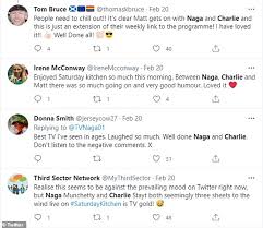 Viewers slam bbc breakfast host as 'annoying'. Saturday Kitchen Naga Munchetty And Charlie Stayt Get Over 100 Complaints Daily Mail Online
