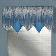 Tivoli ikat valance set, blue/gray, 52x20 by bnf home. Seleca Blue And Silver Gray Modern Abstract Tailored Window Treatment