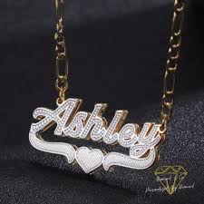 Double Layer 18k Gold Plated Customized Name 3d Necklace Nameplate 3d Necklace 18k Gold Name Plate