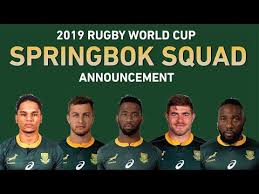 The springboks play in green and gold jerseys. Live Springbok Rugby World Cup Squad Announcement Youtube
