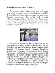 Kesan dan akibat pencemaran terhadap pemuliharaan alam. Kesan Pencemaran Alam Sekitar 1
