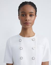 Lafayette 148 New York Wool-Silk Crepe Double Breasted Dress In Midnight  Blue