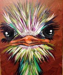 Colorful Funny Ostrich Painting Art Painting Animal Paintings Art