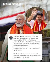 Prime Minister Narendra Modi has congratulated actor-politician Vijay's  party Tamilaga Vettri Kazhagam (TVK) for its strong performance in the  Tamil Nadu Assembly elections. In a post on X, Narendra Modi thanked voters