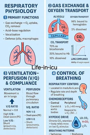 Lung volumes and capacities diagram showing tidal volume, IRV, ERV, and residual volume