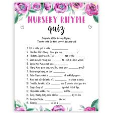 Where did 'old mother hubbard' go to find food for her dog? Nursery Rhyme Quiz Game Purple Peonies Printable Baby Shower Games Ohhappyprintables