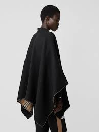 Icon Stripe Detail Wool Cape In Black Women Burberry United States In 2021 Wool Cape Cape Black Women