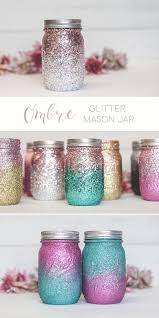 Ombre Glitter Mason Jars Sprinkled And Painted At Ka Styles Co Mason Jar Crafts Diy Diy Jar Crafts Mason Jar Diy