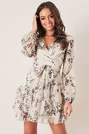 Tie Front Wrap Dress Ally Fashion Boho Chiffon Dress Fashion Dresses