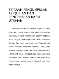 Bagaimana sejarah pengumpulan al quran? Sejarah Penulisan Rasm Uthmani