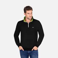Das modische oberteil wird auch als troyer bezeichnet. Sweatshirt Mit Kragen Und Reissverschluss Schwarz L Trigema