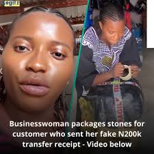 https://read.legit.ng/IdWw9 A businesswoman shared the reaction of a  customer who got stones after sending a fake N200k bank transfer. Photo:  TikTok/@dupsy_interiors