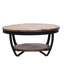 Reclaimed wood coffee, console, sofa & end tables : Farmhouse Industrial Style Reclaimed Wood 2 Tier Round Coffee Table