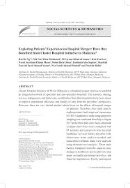 Health behaviour, cancer, public health, health management, medical research, health systems research, respiratory medicine. Pdf Exploring Patients Experience On Hospital Merger Have They Benefited From Cluster Hospital Initiative In Malaysia