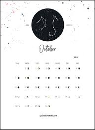 Moon Phases Wall Calendar October 2018 Perencanaan Kalender Kartu