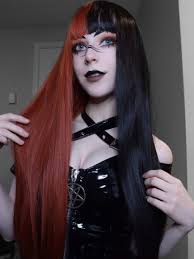 The most common half black hair material is cotton. Evahair Half Black And Half Orange Long Straight Synthetic Wig With Bangs Home Evahair