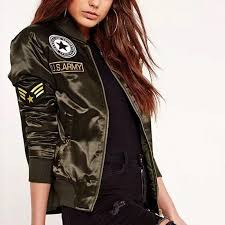 Hot Sale Autumn Winter Ladies Flight Bomber Jackets Women Casual Short Thick Coat Ourterwea Womens Jackets Casual Army Green Bomber Jacket Flight Bomber Jacket