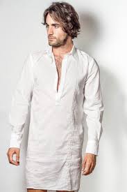 Taj Chemise De Nuit Blanche Chemise De Nuit Body Homme Homme Blanc