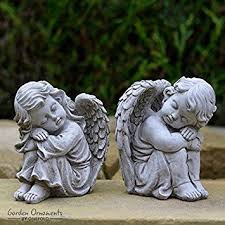 Par De Angeles Descansando De Piedra Adorno De Jardin Estatua Esculturas De Arte Estatuas