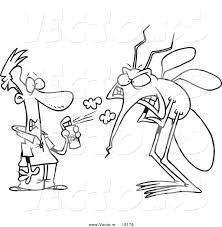 Mosquito coloring pages animal printable sheets mosquito for kids 2021 3386 coloring4free. Vector Of A Cartoon Man Spraying A Big Bug With Repellent Outlined Coloring Page By Toonaday 18176