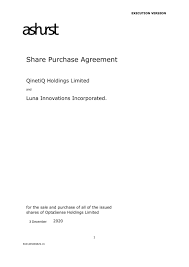 1) to spell out all nitty gritty details of the transaction and 2) to legally bind both parties to its terms and conditions. Execution Version 1 Eus 365069829 16 Mnave U Share Purchase Agreement