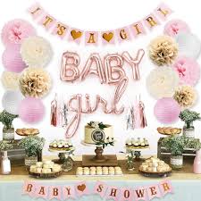 Then this is the blog post for you! Amazon Com Sweet Baby Co Pink Baby Shower Decorations For Girl With Its A Girl Banner Baby Girl Letter Balloons Flower Pom Poms Paper Lanterns Tassels Rose Gold Pink Ivory White Sprinkle Set