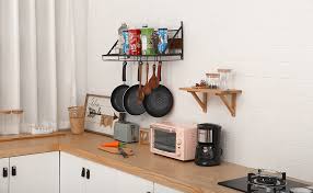 At your doorstep faster than ever. Amazon Com X Cosrack 27 Inch Wall Mount Pot Rack Storage Organizer 2 Tier Hanging Rails With 10 Hooks For Kitchen Cookware Utensils Floating Shelves For Home Office Diy Display Rustproof Home Improvement