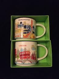 Starbucks London Manchester Mug Set Yah England Coffee Cup You Are Here Uk New Starbucks London Mugs Starbucks City Mugs