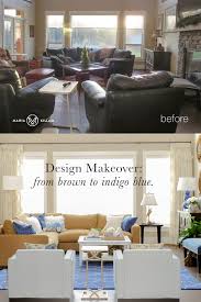 Living Room Makeover From Brown To Indigo Blue Before After
