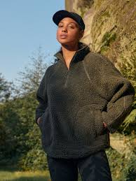 Khaki Green Active Teddy Borg Fleece Jacket