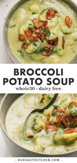 Creamy Broccoli Potato Soup Whole30 Dairy Free Recipe Healthy Recipes Whole Food Recipes Dairy Free Soup