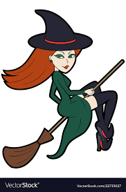 Sexy witch on a broom Royalty Free Vector Image