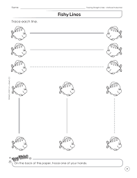The Fishy Lines Activity Sheet Helps Students Practice Drawing Preschool Activity Sheets Educational Worksheets Preschool Worksheets