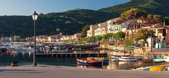 Panorama Of Marciana Marina Harbour With Monte Cappane Mountain In Backround R Spon Cappane Monte Backround Elba Island Landscaping Images Panorama