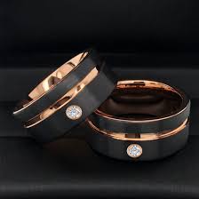 Black And Rose Gold Mens Wedding Band Tungsten Matching Rings Set Black And Rose Gold Tungsten Ring His And Her Promise Ring Engagement Gold Tungsten Ring Rose Gold Tungsten Ring Wedding Rings For Women