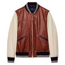 Brown Tour Leather Varsity Jacket Men Gant Usa Store Leather Varsity Jackets Varsity Jacket Varsity Jacket Men