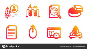 Chemistry Beaker Startup And Swipe Up Icons Set Pie Chart