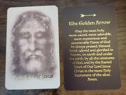 Holy Face of Jesus and Golden Arrow Prayer Holy Card With Gold Foil