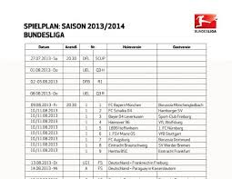 Alle daten, anstoßzeiten und ergebnisse für den 1. Bundesliga Spielplan 2013 2014 Download