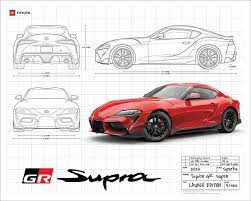 Free 2020 Toyota Gr Supra Blueprint Poster Toyota Toyota Supra Toyota Usa