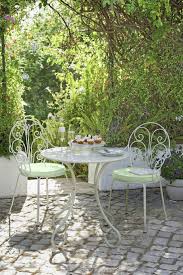 Argos Home Jasmine 2 Seater Metal Bistro Set With Cushions In 2020 Garden Chairs Metal Shabby Chic Garden Bistro Table Outdoor