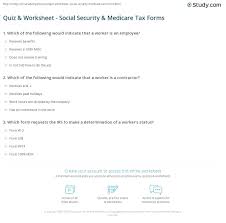 Последние твиты от social security (@socialsecurity). Quiz Worksheet Social Security Medicare Tax Forms Study Com