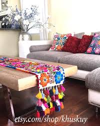 Boho Table Runnerwedding Table Bed Runnerperu Tapestry Etsy In 2020 Rustic Chic Table Runner Mexican Home Decor Decor