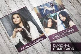 High quality headshot printing on thick paper. Professional Diagonal Comp Card Model Comp Card Card Template Card Templates Free