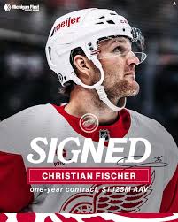UPDATE: The Red Wings today signed forward Christian Fischer to a one-year  contract with an AAV of $1.125M AAV. : r/DetroitRedWings