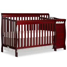Dream On Me Brody Cherry Red 5 In 1 Convertible Crib With Changer Convertible Crib Cribs Crib With Changing Table