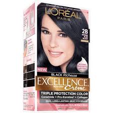 Check out l'oreal paris excellence creme hair color, 1 black, 72ml+100g reviews, ratings, specifications and more at amazon.in. L Oreal Paris Excellence Creme Permanent Triple Protection Hair Color 2b Intense Blue Black 1 Kit Walmart Com Walmart Com