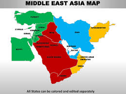 Iran & tehran satellite image posters. Middle East Asia Editable Continent Map With Countries